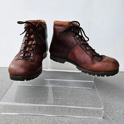 复古 Dunham Tyroleans 登山靴女式 8 棕色皮革意大利制造! — 第 1/4 张图片