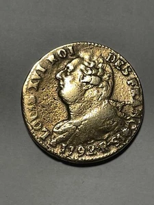 Monnaie Royale 2 Sols Louis XVI François 1792 R (9-39/1) - Imagen 1 de 3