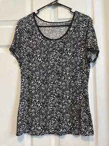 COVINGTON Shirt Top Blouse L 14 Bust 40 Length 26 Black/White Geometric Print - Picture 1 of 2