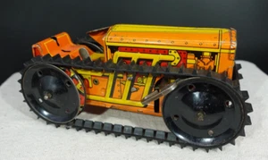 Vintage Marx Tin Wind Up Tractor Orange - Picture 1 of 4