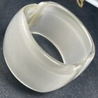 Vintage 1.8” Wide White Frosted Lucite Hinged Bangle Bracelet