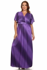 New CANARI Women's Plus Size Short Sleeve Purple Haze MAXI DRESS - Picture 1 of 3
