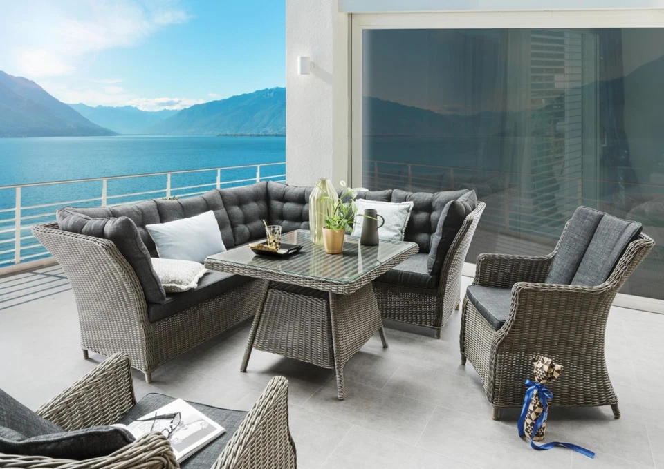 Destiny Loungegruppe Palma Vintage grau Lounge Sitzgruppe Sofaset Dininglounge