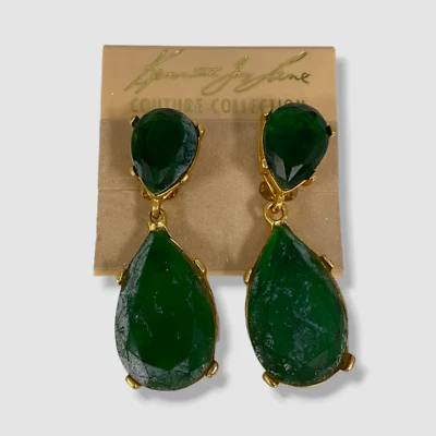 $151 Kenneth Jay Lane Women's 2k Gold Electroplated Crystal Teardrop Earrings - Image 1 of 2