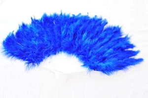 28 Staves Royal Blue Feather Fan Marabou Fan Decoration Fan Wedding Fan - Picture 1 of 1