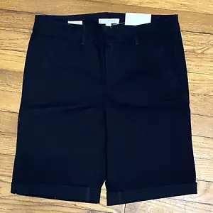 Loft Bermuda Shorts Sz 4 Black Cuffed Chino Mid Rise Ann Taylor NWT $49.50 - Picture 1 of 11