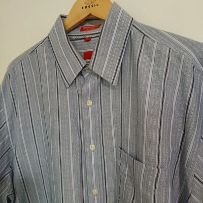 Camisa Izod Lavada Oxford Azul Rayas Para Hombres XL Abotonada Puños Franceses Foto 1 de 4