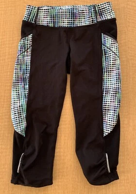 Pantalones capri Athleta Niña S Niñas 7 Niñas Acento Bolsillo en contraste Pequeño Negro Azul Foto 1 de 4