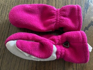 LAND'S END CHILDREN KIDS WARM FLEECE MITTENS RASPBERRY PINK Small Cute!! - Picture 1 of 5