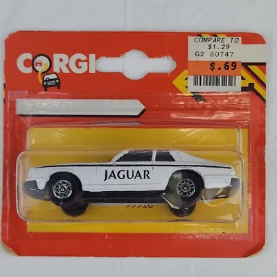 Vintage Corgi Toys Diecast Car Jaguar  Black On White New Sealed Rare HTF 1986 - Image 1 of 4