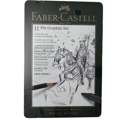 Faber-Castell 11 Pitt 石墨套装 石墨铅笔和蜡笔 艺术 带锡 全新 — 第 1/4 张图片