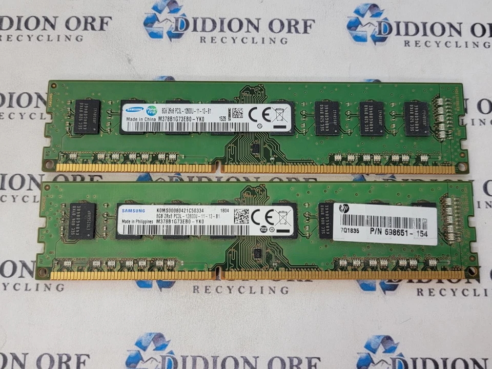Set of 2 Samsung 8gb DDR3 Desktop RAM 1600 MHz 2rx8 M378B1G73EB0-YK0, SKU 13343 - Image 1 of 1