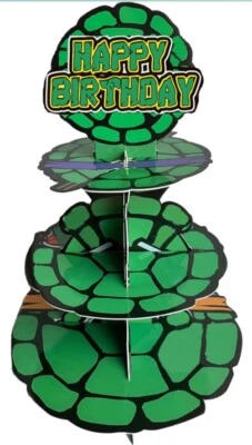 Soporte para pasteles de tortuga para decoraciones de fiesta de mesa verde 3 niveles 24 soporte para cupcakes NUEVO Foto 1 de 4