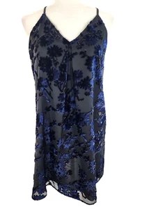 Alice+Olivia Blue Floral Velvet Burn Out Mini Dress Size Small - Picture 1 of 10