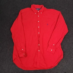 Ralph Lauren Oxford Button Down Shirt Men 2XLT Classic Red Long Sleeve Pony Logo - Picture 1 of 13