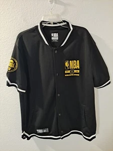 NBA Black Print Official Logo Men Snap Button Warm Up Classic Jersey Jacket XL - Picture 1 of 11