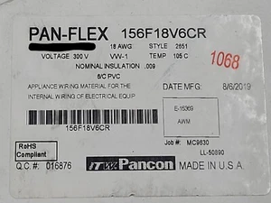 Pancon 156F18V6 18/6C Pan-Flex Tinned Cu Flat Ribbon Cable 105C/300V Gray/5ft - Picture 1 of 7
