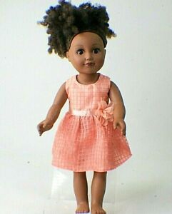 2013 Cititoy My Life 18" Black African American Doll Curly Hair Pink Dress 
