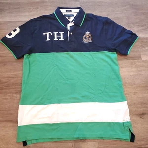 NWT Tommy Hilfiger Men's XL Short Sleeve Polo Shirt Embroidered Logo Navy Green - Picture 1 of 10