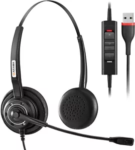 Auriculares USB con micrófono para computadora portátil, auriculares USB con micrófono con cancelación de ruido - Imagen 1 de 15