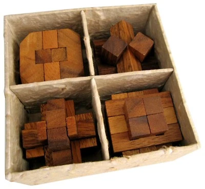 LOGOPLAY HOLZSPIELE LOGOPLAY 4 Knobelspiele im Set - Logikspiele in einer dekorativen Geschenkbox