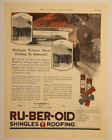 Bardeaux de toit vintage Ru-Ber-Oid pleine page publicités illustrées vers 1926