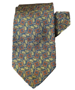 Paul Stuart Jacquard Krawatte gold blau bronze geometrisch italienische Seide 56 x 4 LUXUS - Bild 1 von 6