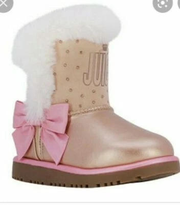 NEW Juicy Couture Toddler Girls Lil Perris Winter Boots, Gold / Pink, Size 8 - Image 1 of 4