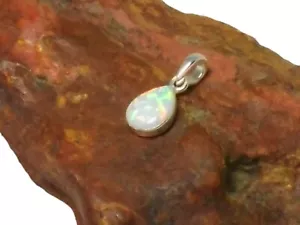 Weißer Opal Sterling Silber 925 Edelstein Anhänger - Picture 1 of 5