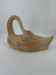 Vintage Faux Bois Keramik geschnitzt großer Schwan Statue Zimmer Deko Skulptur - Bild 1 von 3