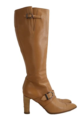 Botas de Colección CHANEL Beige Cuero Hebilla Punta Hasta la Rodilla Tacón Bloque Talla 39 Foto 1 de 4