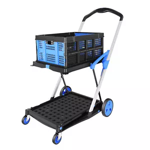 Multifunctional Folding Cart with Wheels,Foldable Shopping Trolley(Blue) - Picture 1 of 6