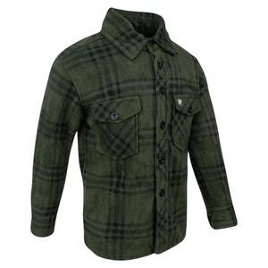Jack Pyke Kids Polar Fleece Shirt 3-10 Years HUNTING Boys Green Check Jacket - Picture 1 of 9