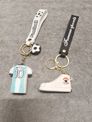 Lot of 2 Keychains White #10 Messi Soccer Jersey/Matching White Converse Sneaker - Image 1 of 4