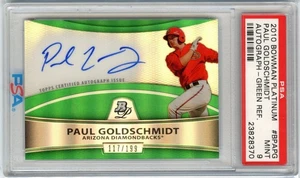 2010 Bowman Platinum GREEN Refractor Paul Goldschmidt Rookie RC Auto PSA 9 #/199 - Picture 1 of 2