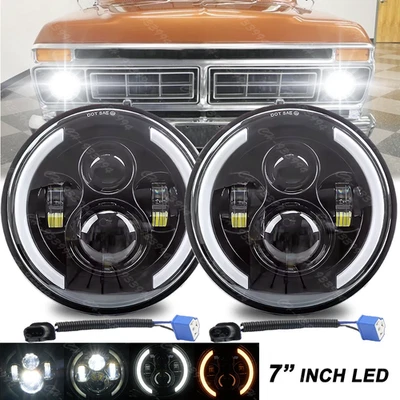 Par de faróis de LED 7" ajuste de feixe Hi/Lo Ford F100 1953 1954 1955 1956 1957 - Imagem 1 de 4