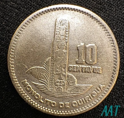 1958 Guatemala 10 Centavos - Monolito De Quiriqua - Silver Coin - Image 1 of 2