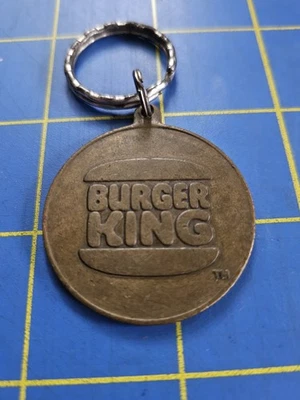 Vintage Brass Metal Burger King Logo Keychain 1.5" Promo Advertising Promotional - Image 1 of 4