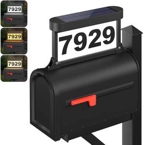 Solar Address Sign, 3-Color Lighting Modes Mailbox Number Plaque Waterproof, ... - Picture 1 of 9