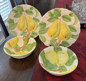 Vintage Shafford Fruit Du Jour 2 Pears Plates 1987 And 2 Pear Bowls 1988 Set - Picture 1 of 17