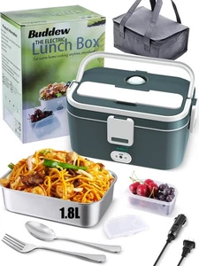 Electric Lunch Box for Adults, 80W Heated Lunch Box 1.8L Stainless Steel Port... - Foto 1 di 8