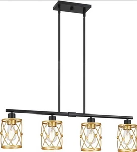 Black & Gold Pendant Light Fixtures, Farmhouse Kitchen Island Light, Industrial - Picture 1 of 7
