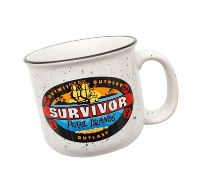 Taza CBS Survivor Temporada 7 Pearl Islands Genuina Coleccionistas Taza Blanca 2003 Excelente Foto 1 de 4
