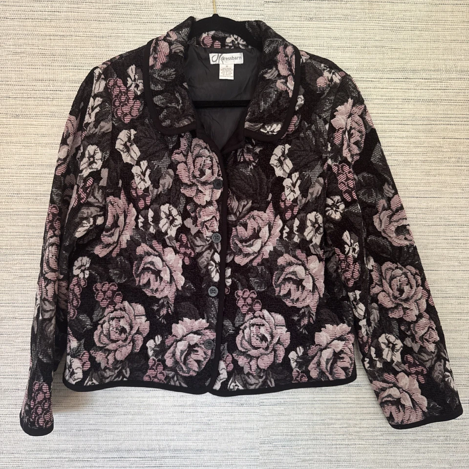 Country Romantic Country Chic Floral Tapiz Blazer Chaqueta Talla 10 Negro  Foto 1 de 4