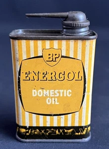 LATA DE ACEITE DE CICLO BP ENERGOL DOMÉSTICA VINTAGE ENGRASADORA GARAJE PUBLICIDAD EXHIBICIÓN LATA - Imagen 1 de 10