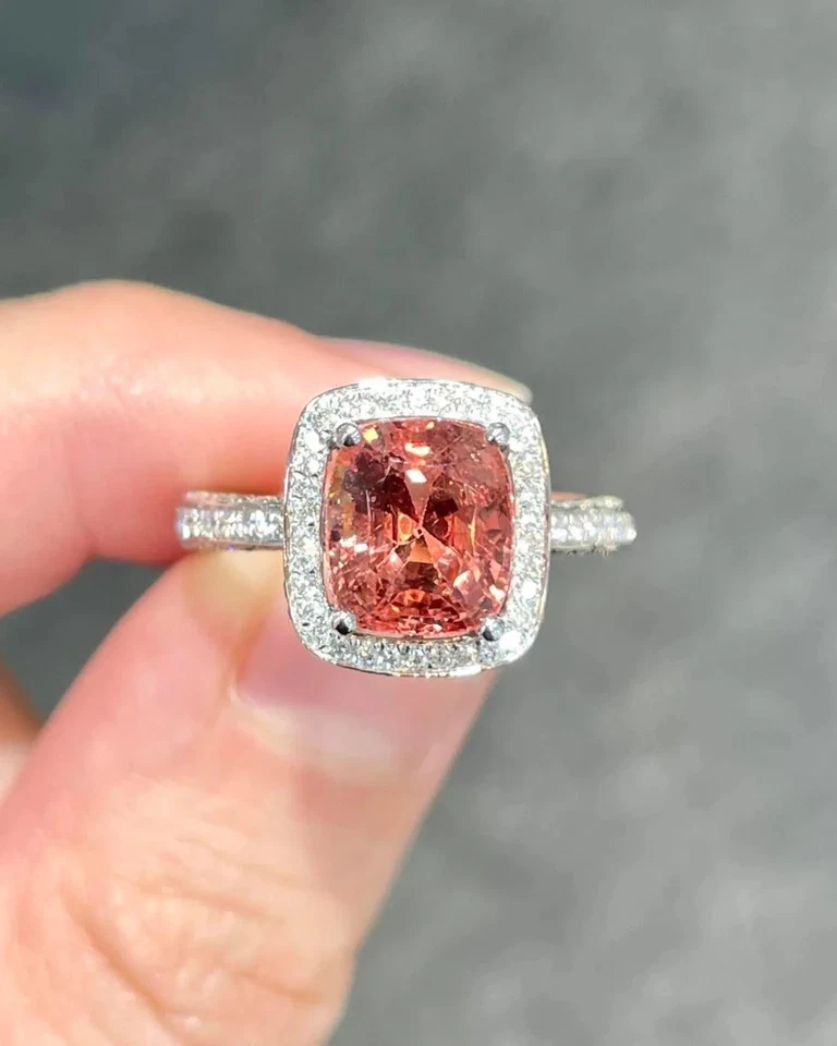 5.07 Ct Natural Pink Spinel Diamond Wedding Ring Solid 18K White Gold Size 6 7 8 - Image 1 of 4