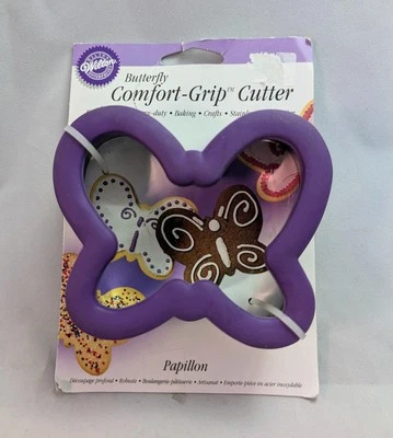 Nuevo Wilton Comfort Grip y cortador de galletas de metal resorte forma mariposa púrpura 1998 Foto 1 de 3