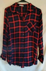 Maurice's Plaid Flannel sz S button up 1 pocket Navy & Red - Picture 1 of 6
