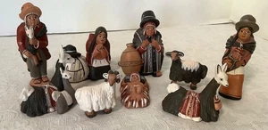Peruanische Handarbeit Keramik Krippe Set 9 Ton Weihnachtsdeko Jesus - Bild 1 von 12