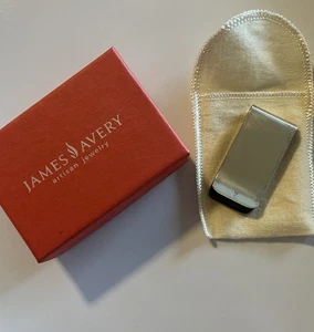 NEW James Avery Signed 925 Sterling Blank Engravable Money Clip Box Pouch 2 Inch - Picture 1 of 5